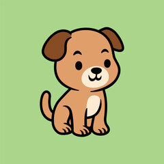 fun cute puppy colored cartoon character isolated drawing line style sketch classic vintage design illustration