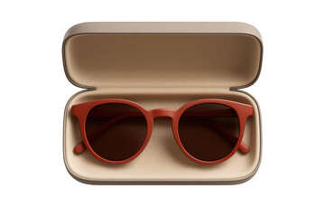 Stylish sunglasses in a case isolated on a black background