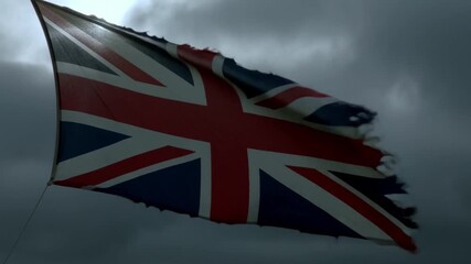 A flag with the word Britain on it is flying in the air - Powered by Adobe