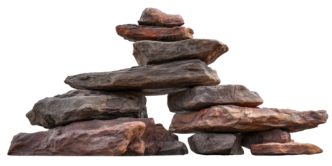 A stack of natural, flat stones forming an archway, possibly used as a landscape decoration