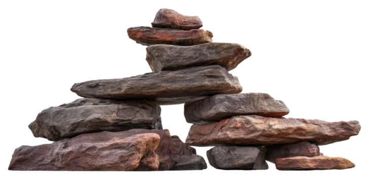 A stack of natural, flat stones forming an archway, possibly used as a landscape decoration