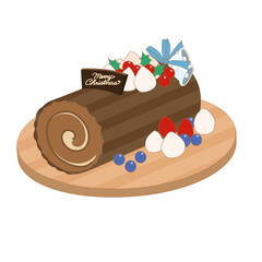 シンプルでかわいいブッシュドノエルのイラスト