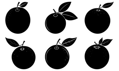 Vibrant orange fruit collection, perfect for healthy eating designs and fresh food concepts. Dynamic silhouette style ideal for product labels and vibrant menus