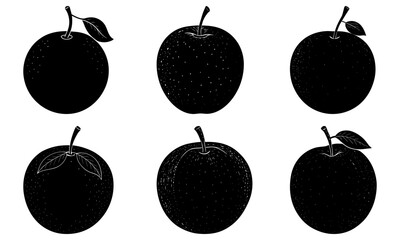 Fresh fruit variety, black and white apple collection, healthy eating concept, modern minimalist design, simple food illustration, elegant kitchen decor art