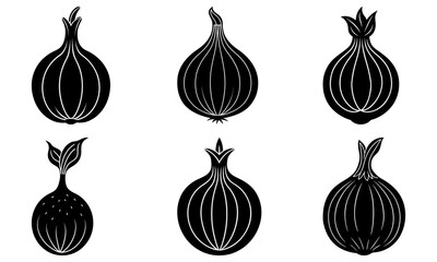 Bold onion illustration set for healthy cooking blog or restaurant branding, hand-drawn style, fresh ingredients, adds rustic charm and authentic flavor