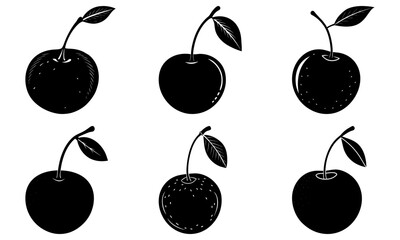 Delicious cherries illustration with unique line work offers sweet summer vibes for culinary projects, recipe blogs, and healthy food designs, tasty treat