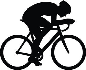 Dynamic Road Cyclist Silhouette Vector Icon