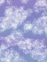 Soft Cloudy Sky with Stars in Pastel Purple Gradient
