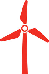 Red Wind Turbine Icon: Renewable Energy and Sustainability Symbol