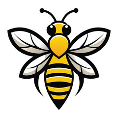 Minimal Bee Logo Icon Vector on White Background
