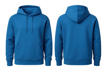 Vibrant Blue Hoodie Front and Back View for Apparel Design Mockups