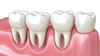 selective focus animated teeth in gums