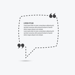 Vector quote box with a dashed border and speech bubble shape for testimonials or text