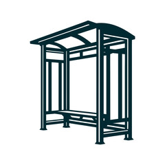 Teal Bus Stop Shelter Isolated Vector Illustration A teal bus stop shelter stands empty on a solid aqua field