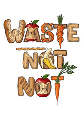 Waste Not Food Sustainability Concept with Bread Fruit and Vegetables