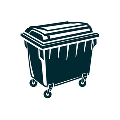 Mint Green Dumpster Illustration on Seafoam A mint green dumpster rests on a pale seafoam surface