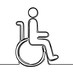 Disabled toilet sign in simple line art style on transparent background  