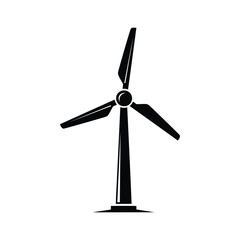 Vector art of silhouette of a wind turbine