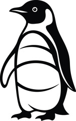Minimalist Black and White Penguin Vector Icon