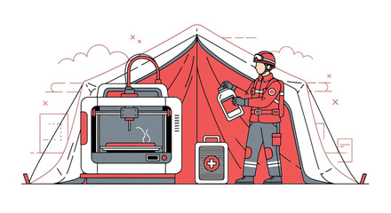 Emergency Response Team using 3D Printer for Disaster Relief in a Field Tent Setting