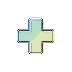 Obraz premium Medical Cross Icon with Pastel Colors and Outline
