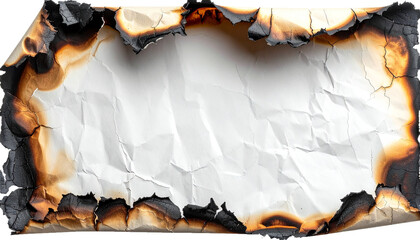Burned Paper with Scorched Edges Isolated on Transparent Background