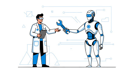 Future collaboration between human scientist and advanced artificial intelligence robot