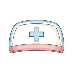 Obraz premium Nurse Cap with Cross, Medical Icon, Isolated Design
