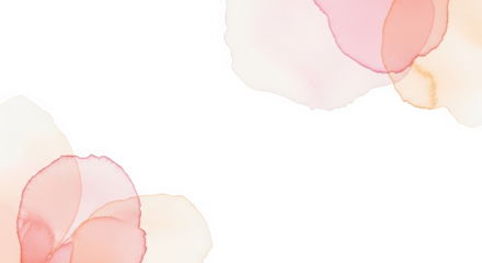 Pale Rose and Muted Apricot Watercolor Art isolated on transparent background. Ethereal Organic Shape Composition. Minimalist Translucent Wash Design.