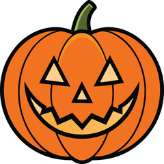 Halloween pumpkin isolated, Minimalist Vector Design of Frightening Jack-o’-Lanterns Halloween Concept