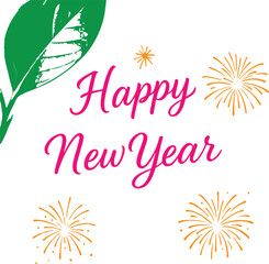 happy new year card with flowers