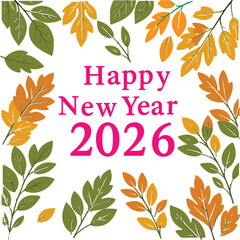 autumn leaves set with happy new year wish