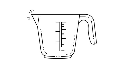 Hand drawn measuring cup kitchen utensil vector illustration.
