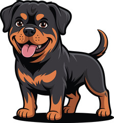 Fototapeta premium Cute cartoon a illustrator vector rottweiler