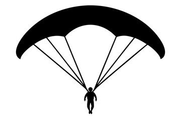 Ski parachute gliding silhouette vector, Paragliding Parachute black symbol


