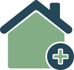 Obraz premium Vector art of simple house icon with a plus sign in a circle, representing adding a new home