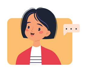 Woman Character Online Have Distant Network Meeting and Communication Vector Illustration