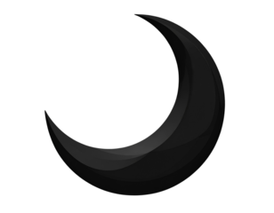 Curved Thick Crescent Moon Shape with Bold Design, Isolated