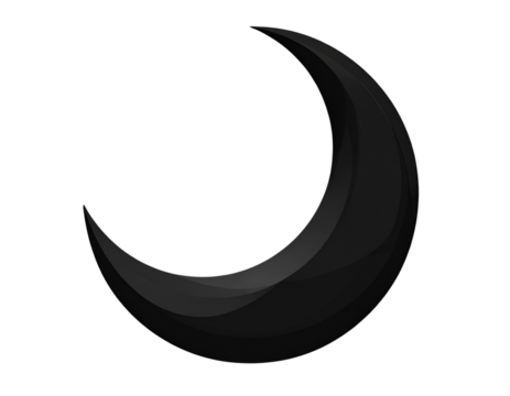 Curved Thick Crescent Moon Shape with Bold Design, Isolated