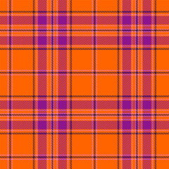Classic plaid seamless pattern with autumnal orange and purple