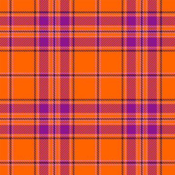Classic plaid seamless pattern with autumnal orange and purple