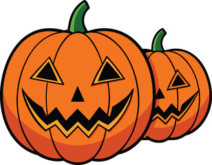 halloween jack o lantern, Scary Jack-o’-Lanterns with Glowing Faces – Modern Halloween Vector Illustration