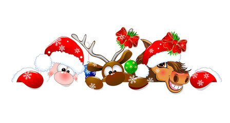 Santa Claus, Horse, and Reindeer