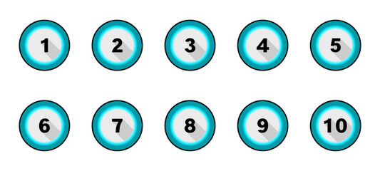 Numbers 1-10 in colored circles. Sequential numbers for all needs and editable.