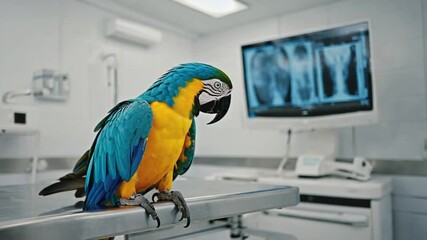 Parrot at a vet.