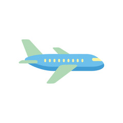 Fototapeta premium Flat Airplane Illustration Blue, Green, and Yellow Design