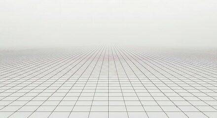 Abstract digital grid landscape with lines and dots