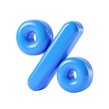 Blue Percentage Symbol Math Finance Sign 3D Render Icon Illustration Cute Cartoon Style Design