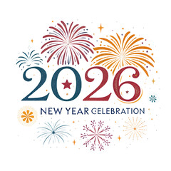 Obraz premium Vibrant 2026 New Year Celebration Fireworks Illustration