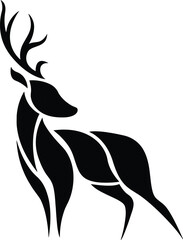 Deer Black and White Silhouette Illustration Featuring Elegant Wildlife Design Isolated on Clean White Background